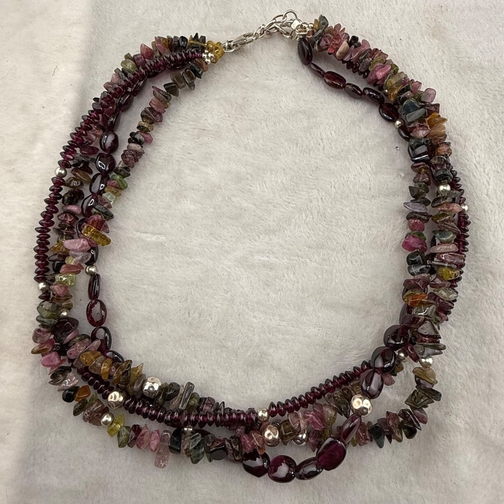 Avi & Avi Designs Necklace Polished Stone Layered Sterling Silver Clasp 16” - Picture 10 of 10